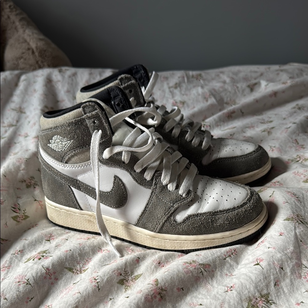 Gray and White High-Top Sneakers